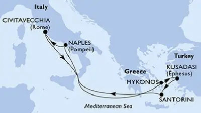 Crucero para Grupos :: Islas Griegas y Turquia :: MSC Cruceros :: Buque MSC DIVINA :: Incluye Paquete de Bebidas Easy Plus :: 8 Días