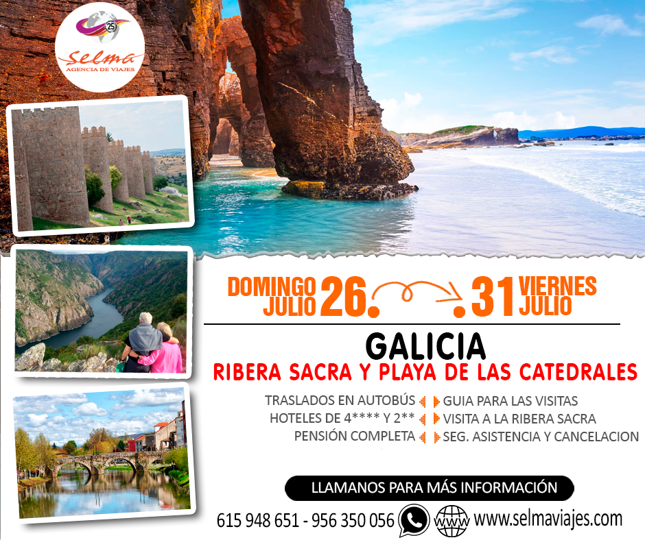 Circuito en Autocar para Grupos :: Galicia :: Ribera Sacra y Playa de las Catedrales :: Hoteles de 4**** y 2** :: Pensión Completa :: 6 Dias