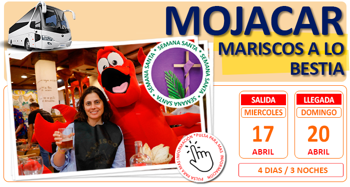 Circuito en Autocar para Grupos :: Mojacar :: Mariscos a lo Bestia :: Semana Santa :: Pensión Completa :: Hotel Best Pueblo Indalo 4* :: 4 Días