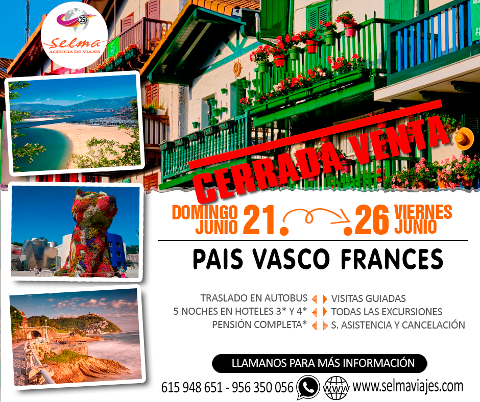 Circuito Cultural en Autocar para Grupos :: Pais Vasco Frances :: Hoteles de 3* y 4* :: Pensión Completa* :: Visitas Guiadas :: Seguro de Asistencia y Cancelación :: 6 Días