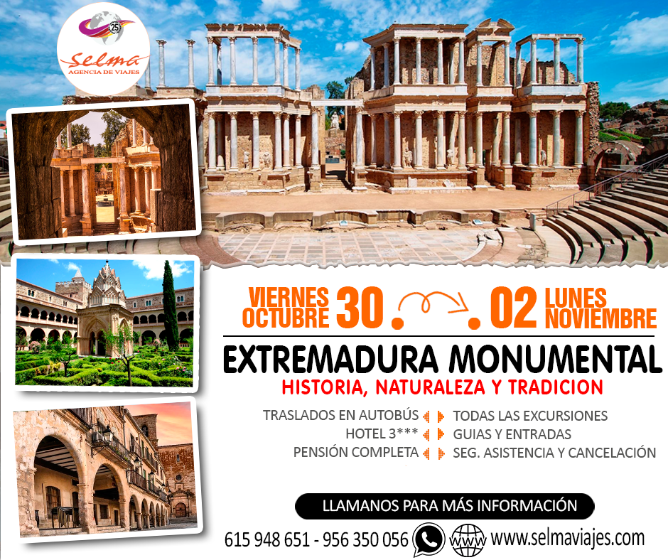 Circuito Cultural en Autobús para Grupos :: Extremadura Monumental :: Historia, Naturaleza y Tradicion :: Hotel 3*** :: Pensión Completa :: 4 Días