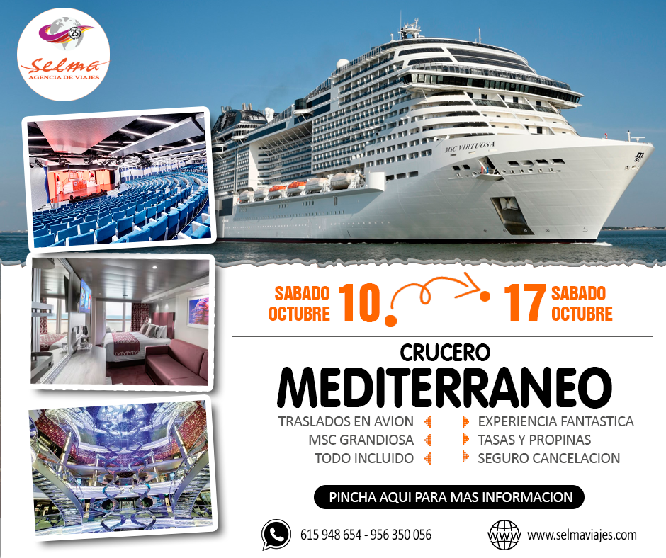 Crucero Cultural en Grupo :: Mediterraneo :: Cannes:: Génova :: La Spezia :: Roma :: Mallorca :: Todo Incluido :: Paquete Easy :: Buque MSC Grandiosa :: 8 Días