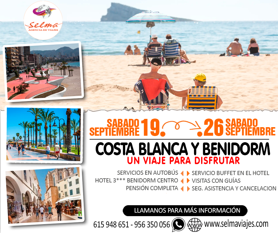 Circuito Cultural en Autocar para Grupos :: Costa Blanca y Benidorm :: Hotel 3*** Centro :: Pensión Completa :: Servicio Buffet :: Visitas con Guía :: Seguro de Asistencia y Cancelación :: 8 Días